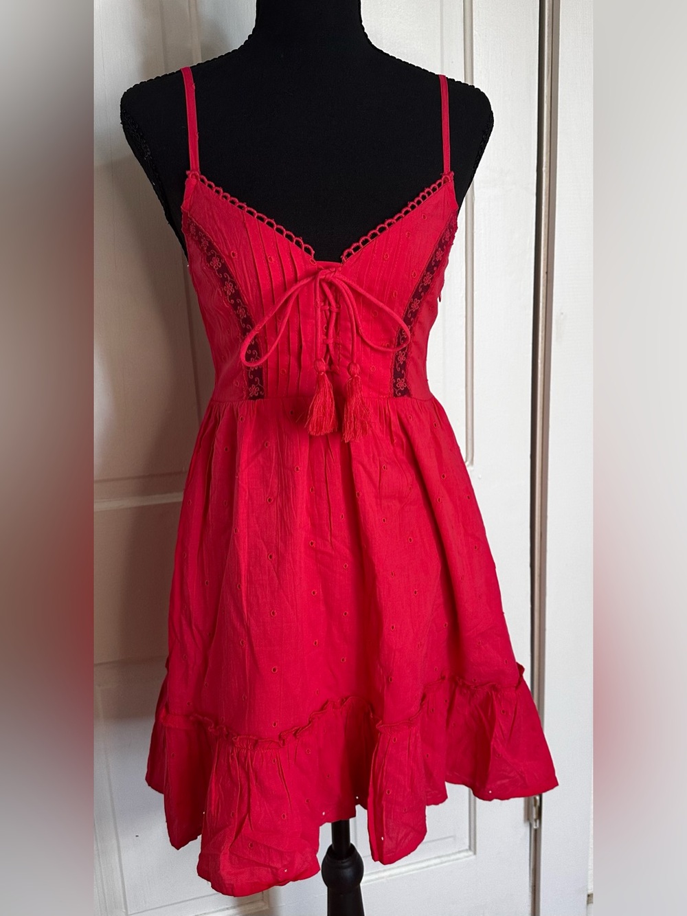 Forever 21 Red Eyelet Spaghetti Strap Sundress